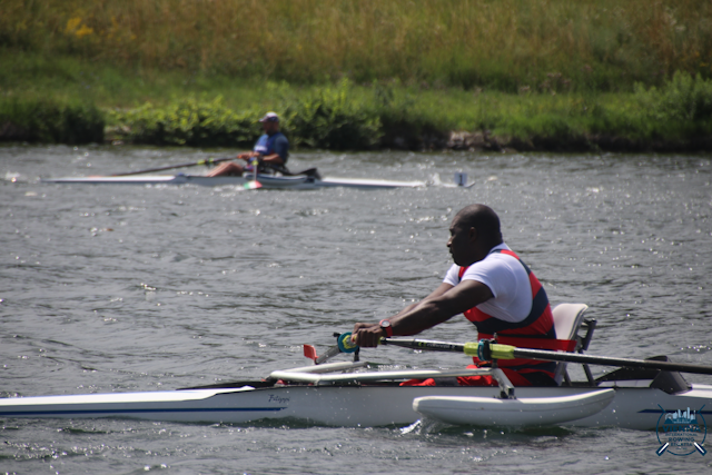 Para Rowing Männer 1er im Rennen, im Vordergrund Maurice Biwole Nkodo (Wiener-Ruder-Club PIRAT)
